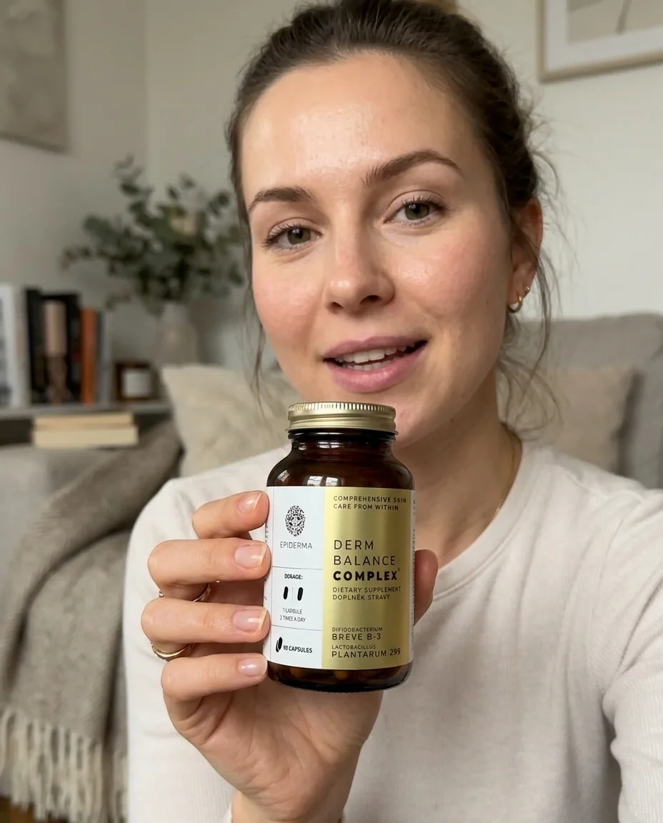 Žena drží DermBalance Complex® v přirozeném domácím prostředí